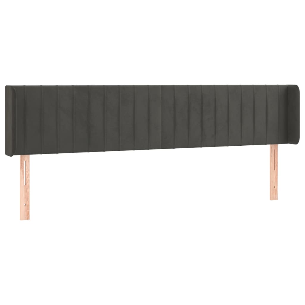 Κεφαλάρι με Πτερύγια Σκούρο Γκρι 183x16x78/88 εκ. Βελούδινο