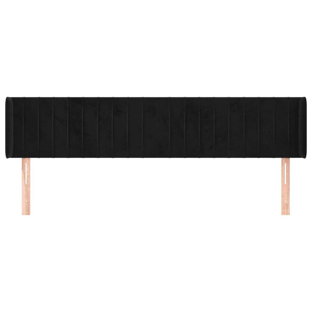 Κεφαλάρι με Πτερύγια Μαύρο 183x16x78/88 εκ. Βελούδινο