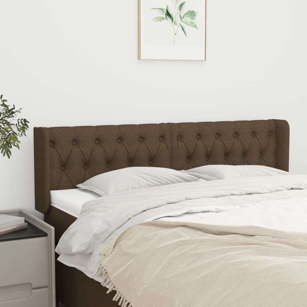 Κεφαλάρι με Πτερύγια Σκούρο Καφέ 147x16x78/88 εκ. Υφασμάτινο - Pakobazaar