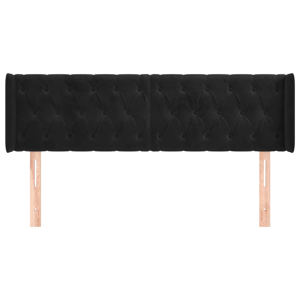 Κεφαλάρι με Πτερύγια Μαύρο 163x16x78/88 εκ. Βελούδινο