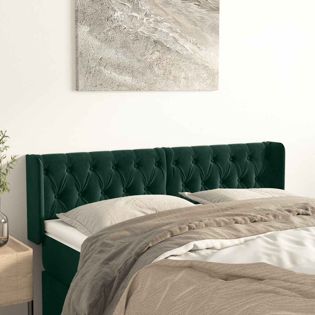 Κεφαλάρι με Πτερύγια Σκούρο Πράσινο 163x16x78/88 εκ. Βελούδινο