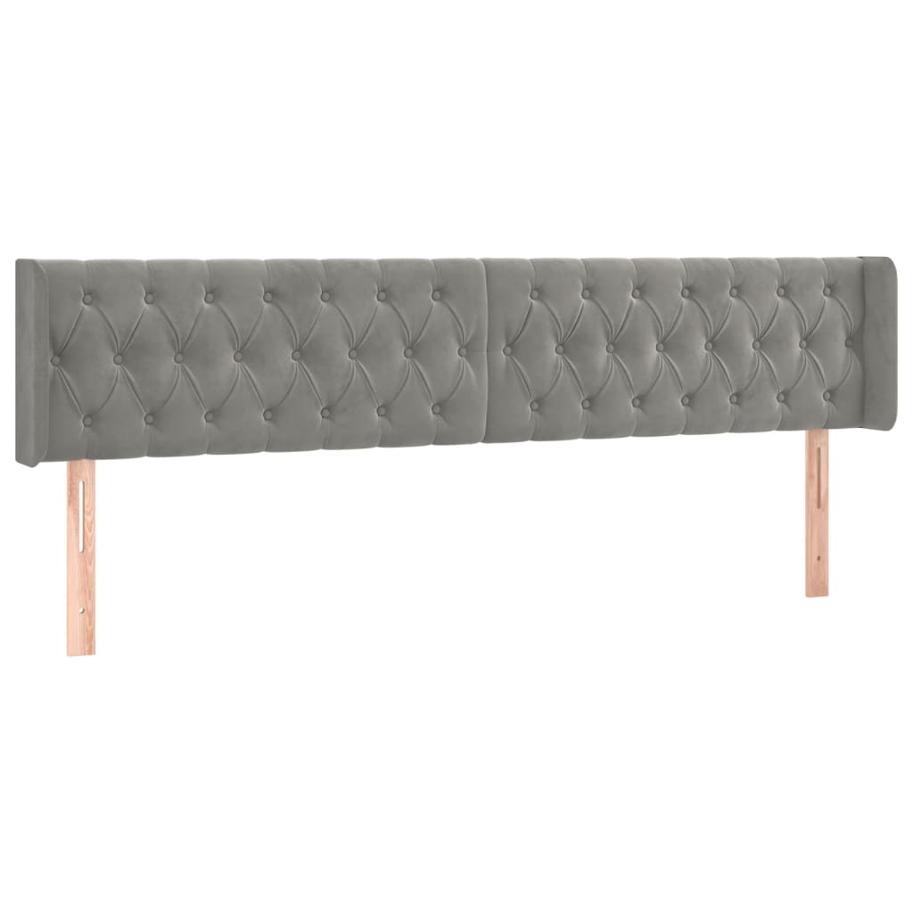 Κεφαλάρι με Πτερύγια Ανοιχτό Γκρι 183x16x78/88 εκ. Βελούδινο - Pakobazaar