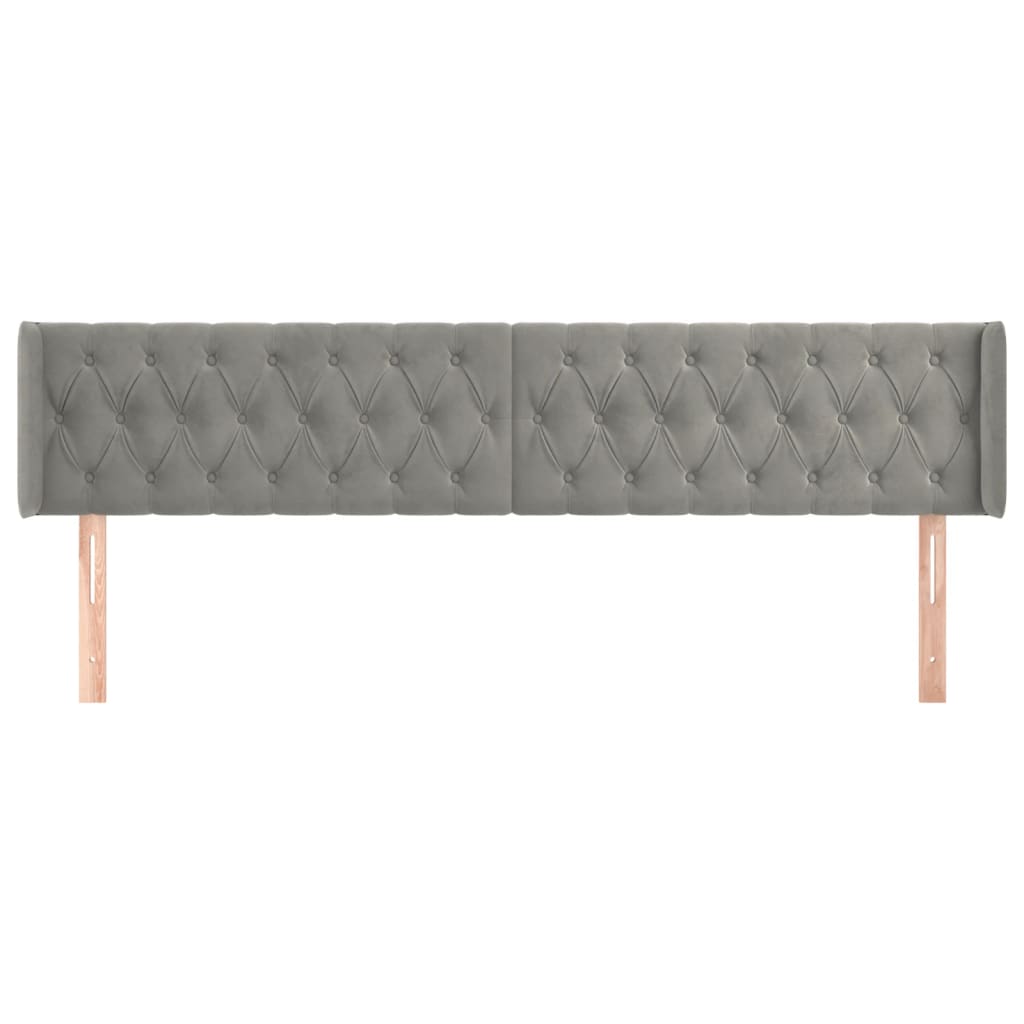 Κεφαλάρι με Πτερύγια Ανοιχτό Γκρι 183x16x78/88 εκ. Βελούδινο - Pakobazaar