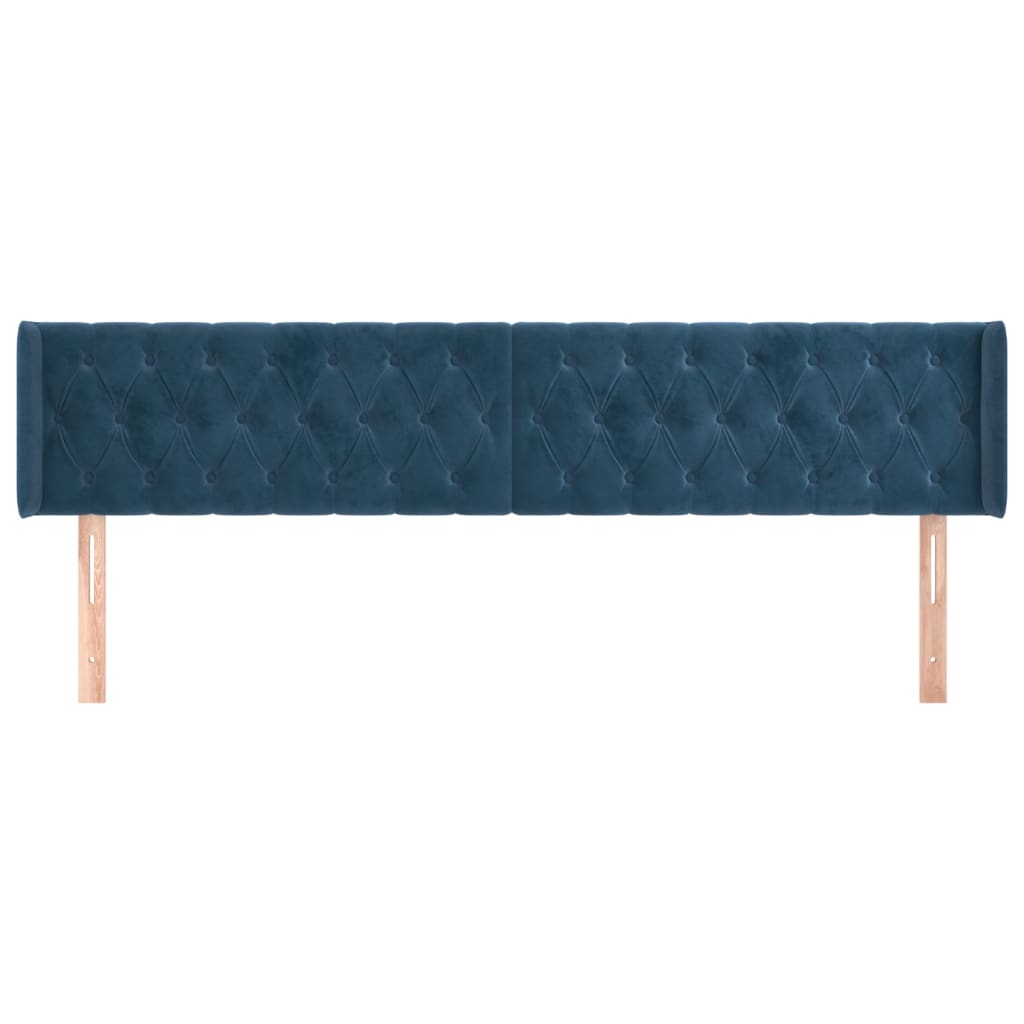 Κεφαλάρι με Πτερύγια Σκούρο Μπλε 183x16x78/88 εκ. Βελούδινο