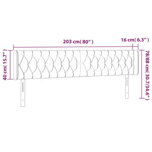 Κεφαλάρι με Πτερύγια Σκούρο Γκρι 203x16x78/88 εκ. Βελούδινο - Pakobazaar