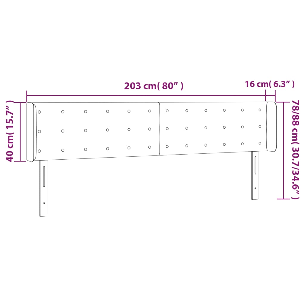 Κεφαλάρι με Πτερύγια Μαύρο 203x16x78/88 εκ. Υφασμάτινο