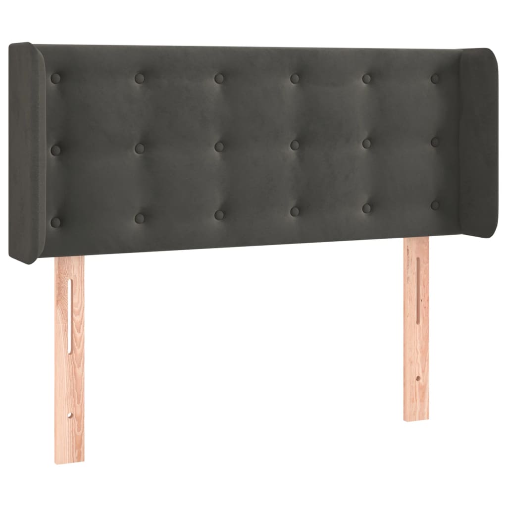 Κεφαλάρι με Πτερύγια Σκούρο Γκρι 83x16x78/88 εκ. Βελούδινο