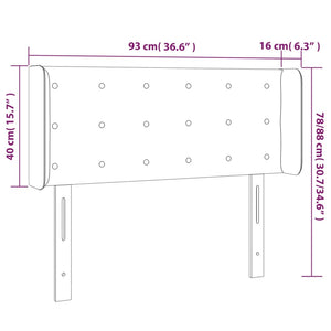 Κεφαλάρι με Πτερύγια Σκούρο Γκρι 93x16x78/88 εκ. Βελούδινο