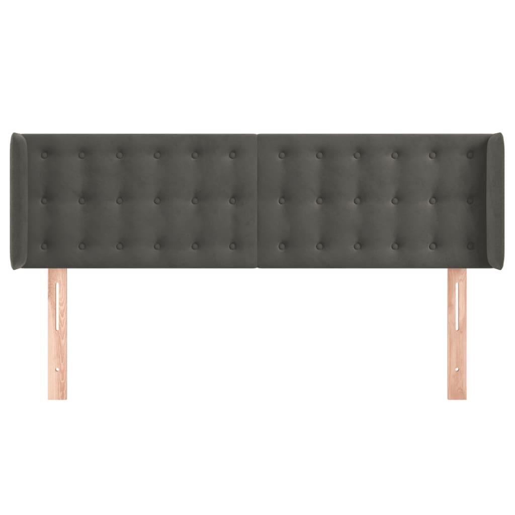 Κεφαλάρι με Πτερύγια Σκούρο Γκρι 147x16x78/88 εκ. Βελούδινο