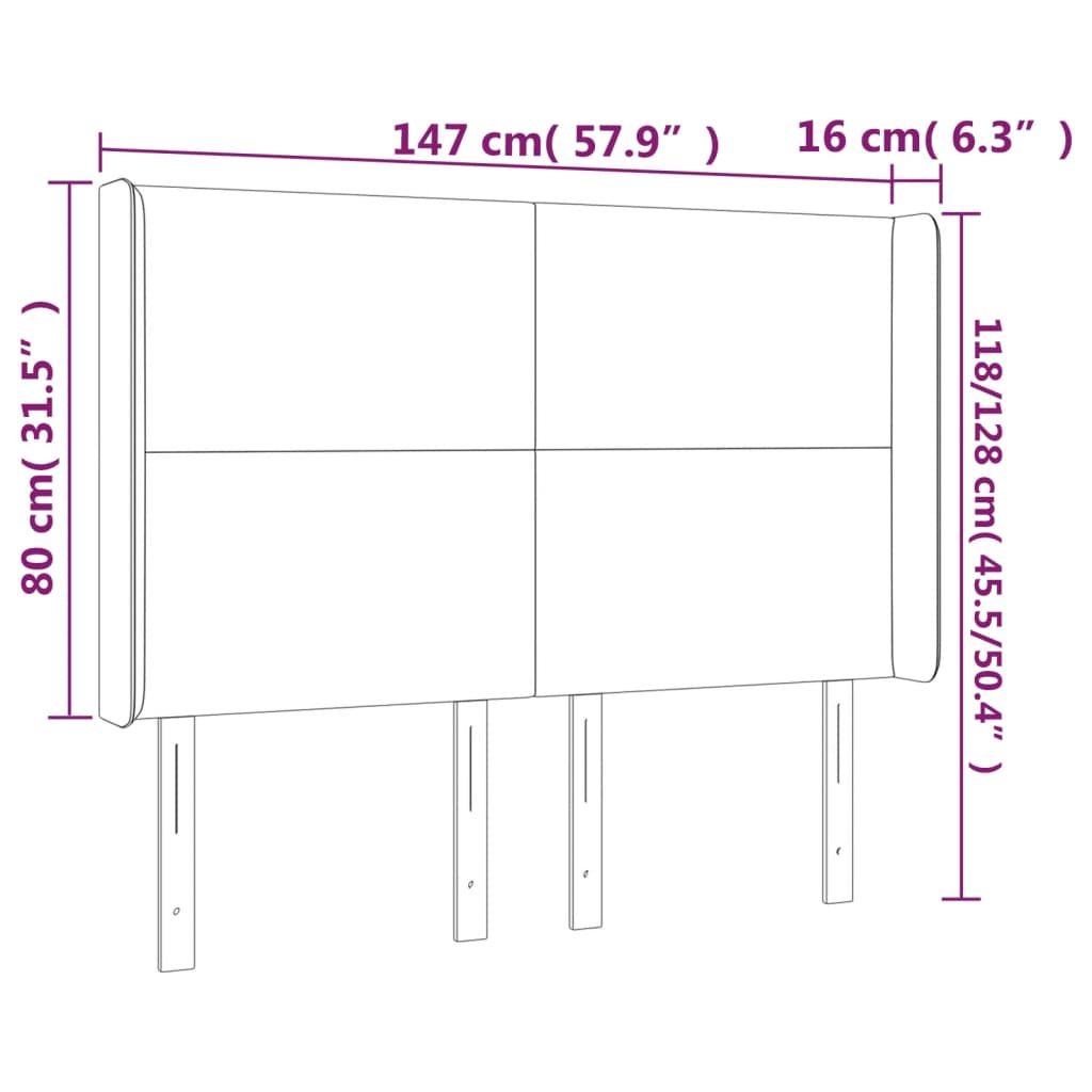 Κεφαλάρι με Πτερύγια Taupe 147x16x118/128 εκ. Υφασμάτινο