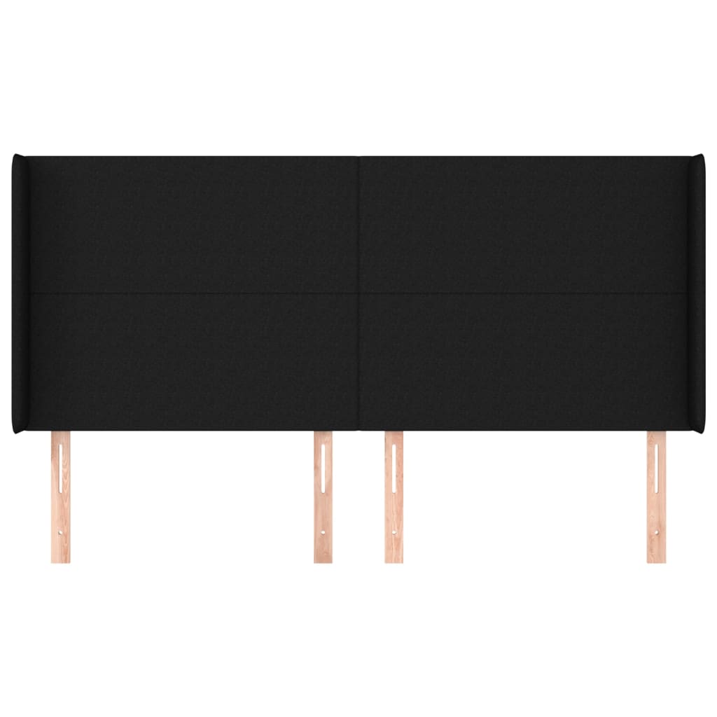 Κεφαλάρι με Πτερύγια Μαύρο 183x16x118/128 εκ. Υφασμάτινο