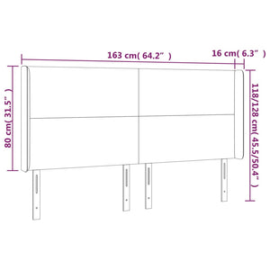 Κεφαλάρι με Πτερύγια Ανοιχτό Γκρι 163x16x118/128 εκ. Βελούδινο - Pakobazaar