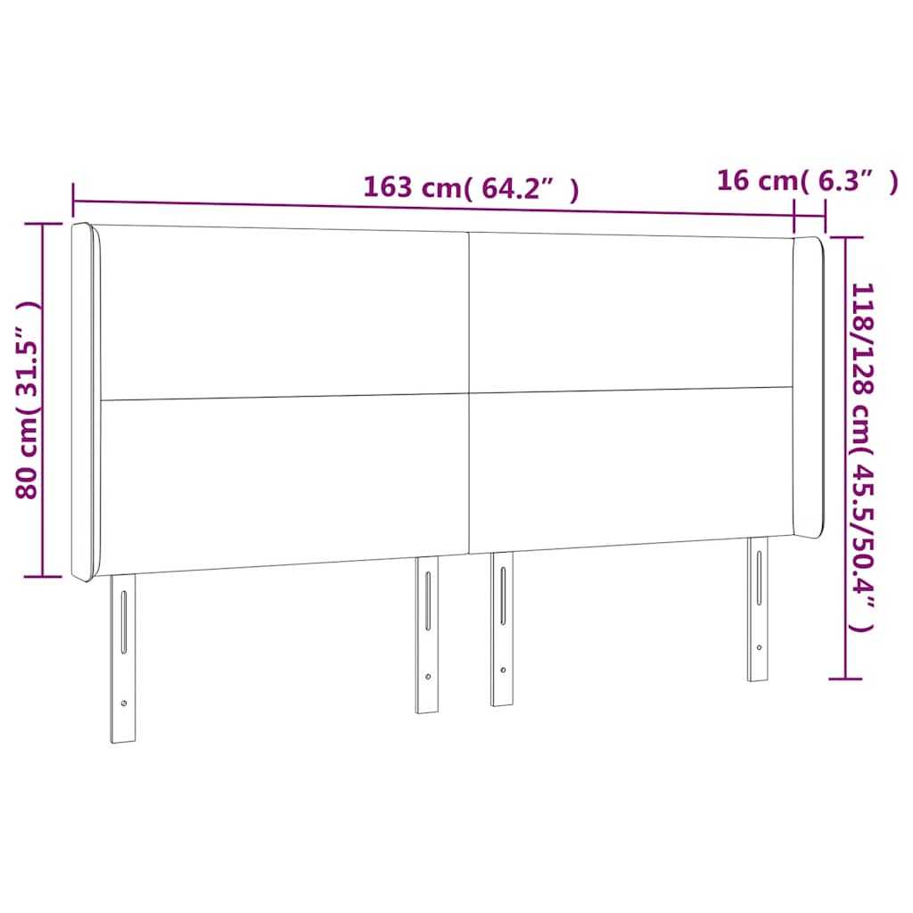 Κεφαλάρι με Πτερύγια Σκούρο Μπλε163x16x118/128 εκ. Βελούδινο