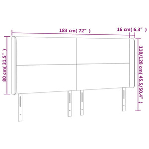 Κεφαλάρι με Πτερύγια Ανοιχτό Γκρι 183x16x118/128 εκ. Βελούδινο - Pakobazaar