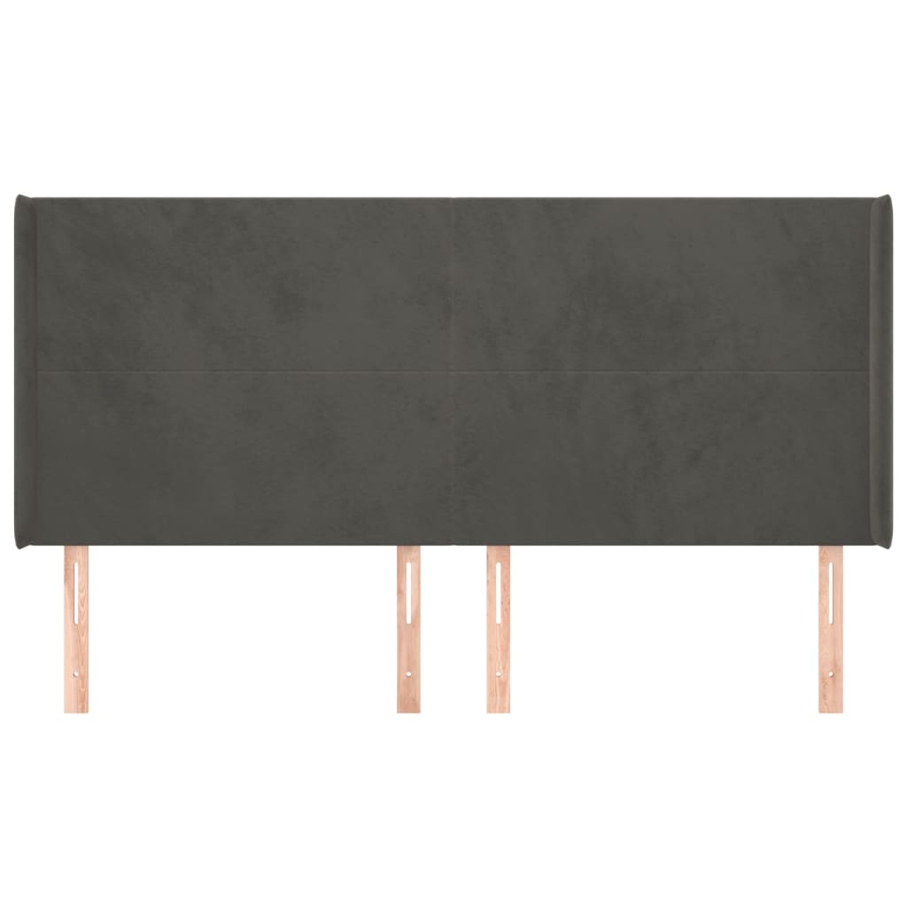 Κεφαλάρι με Πτερύγια Σκούρο Γκρι 203x16x118/128 εκ. Βελούδινο