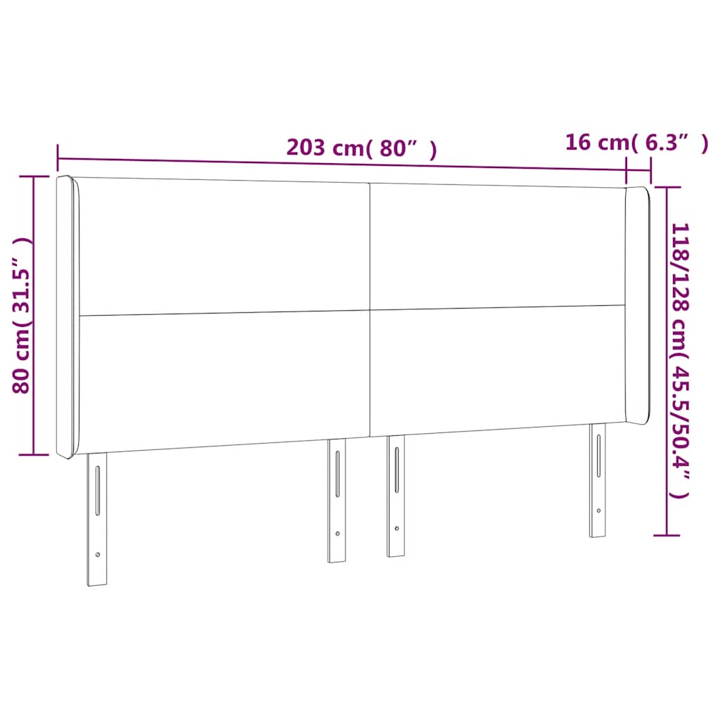 Κεφαλάρι με Πτερύγια Σκούρο Μπλε 203x16x118/128 εκ. Βελούδινο - Pakobazaar
