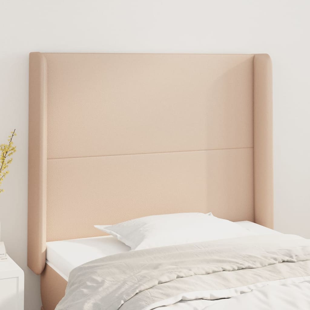 Κεφαλάρι με Πτερύγια Καπουτσίνο 93x16x118/128 εκ. Συνθ. Δέρμα