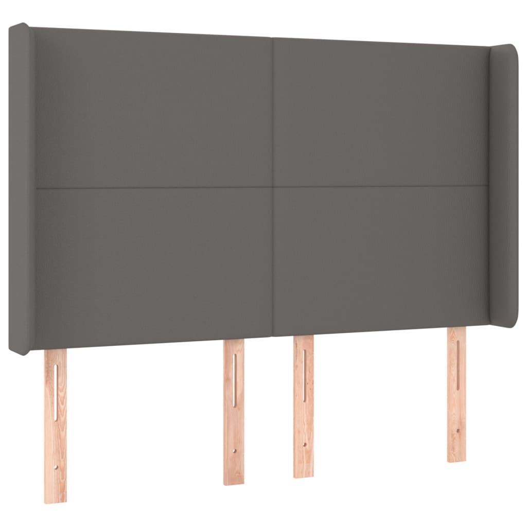 Κεφαλάρι με Πτερύγια Γκρι 147x16x118/128εκ.Συνθετικό Δέρμα