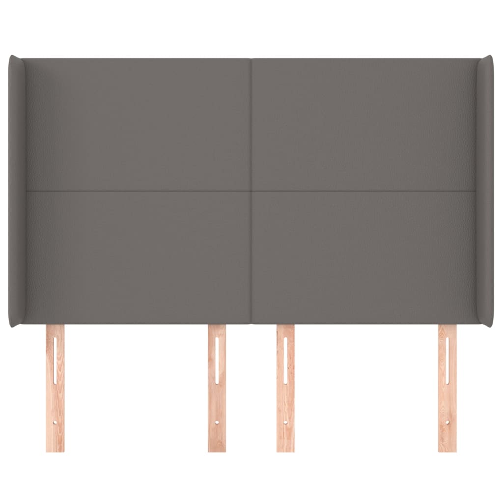 Κεφαλάρι με Πτερύγια Γκρι 147x16x118/128εκ.Συνθετικό Δέρμα