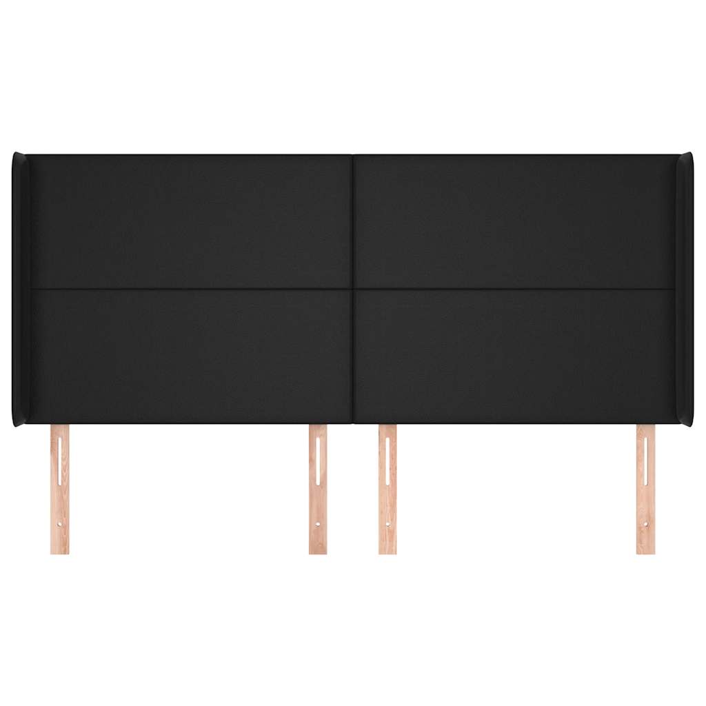 Κεφαλάρι με Πτερύγια Μαύρο 163x16x118/128 εκ.Συνθετικό Δέρμα