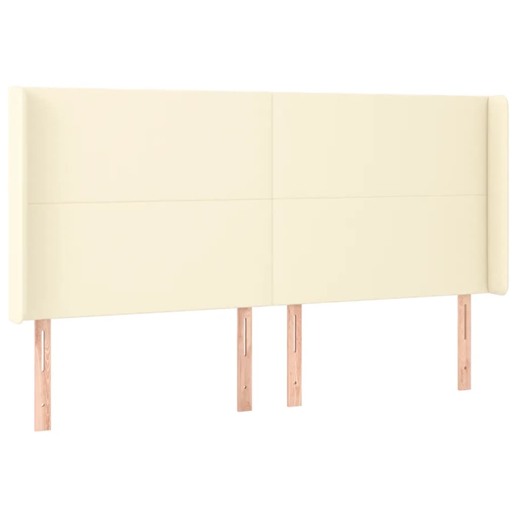 Κεφαλάρι με Πτερύγια Κρεμ 163x16x118/128 εκ. Συνθετικό Δέρμα - Pakobazaar