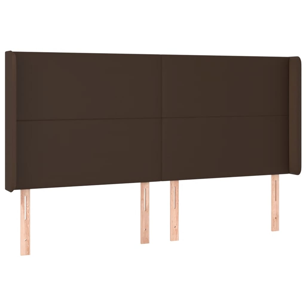 Κεφαλάρι με Πτερύγια Καφέ 163x16x118/128 εκ. Συνθετικό Δέρμα