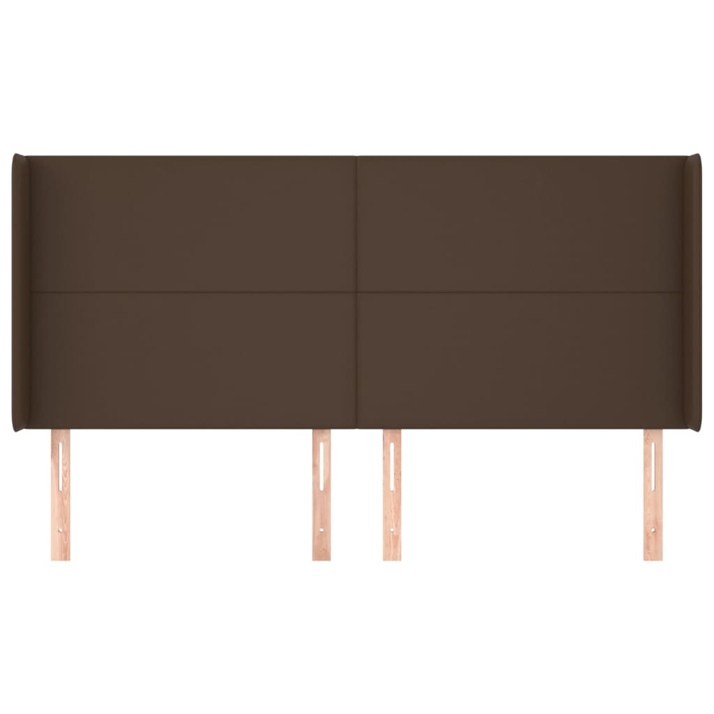 Κεφαλάρι με Πτερύγια Καφέ 163x16x118/128 εκ. Συνθετικό Δέρμα