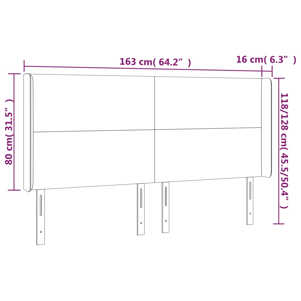 Κεφαλάρι με Πτερύγια Καπουτσίνο 163x16x118/128 εκ. Συνθ. Δέρμα