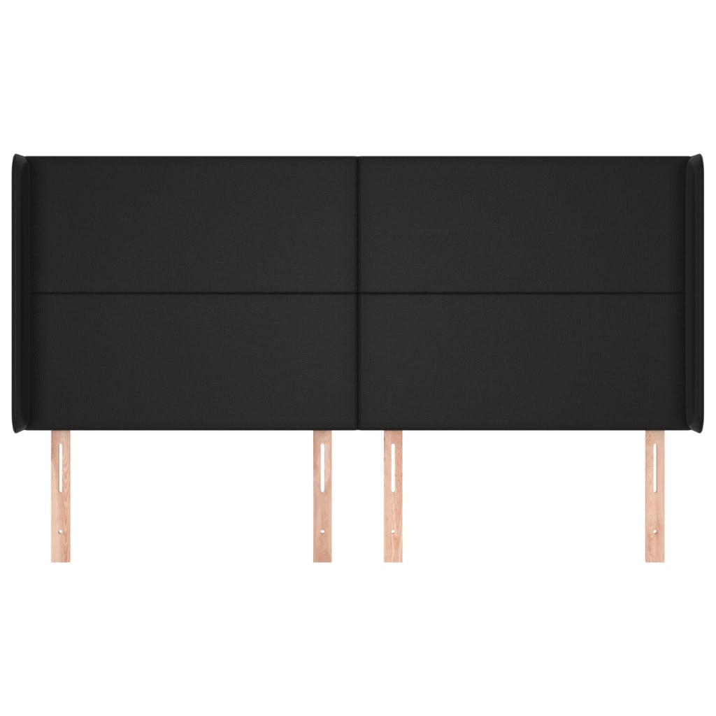 Κεφαλάρι με Πτερύγια Μαύρο 183x16x118/128 εκ. Συνθ. Δέρμα