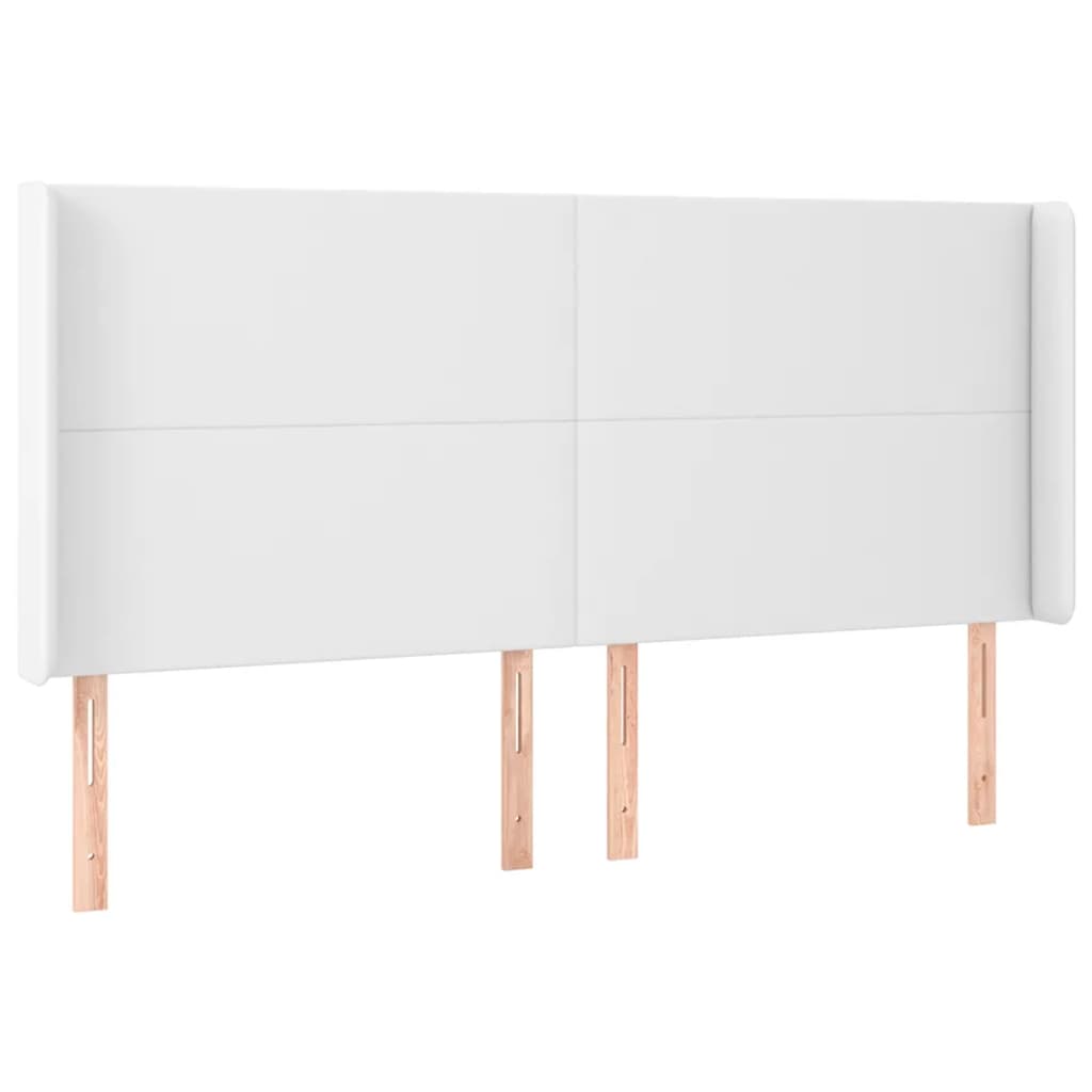 Κεφαλάρι με Πτερύγια Λευκό 183x16x118/128 εκ. Συνθετικό Δέρμα