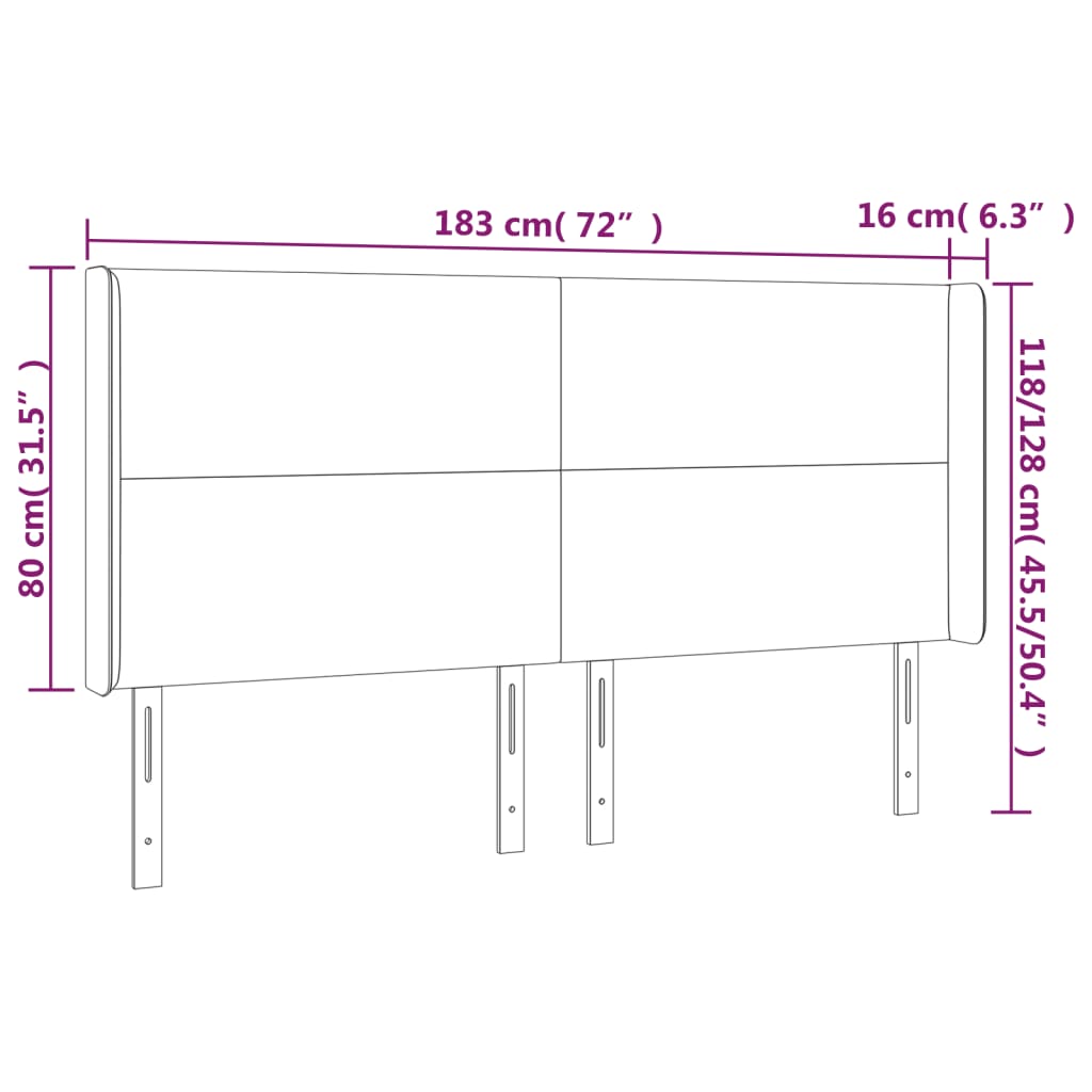 Κεφαλάρι με Πτερύγια Λευκό 183x16x118/128 εκ. Συνθετικό Δέρμα
