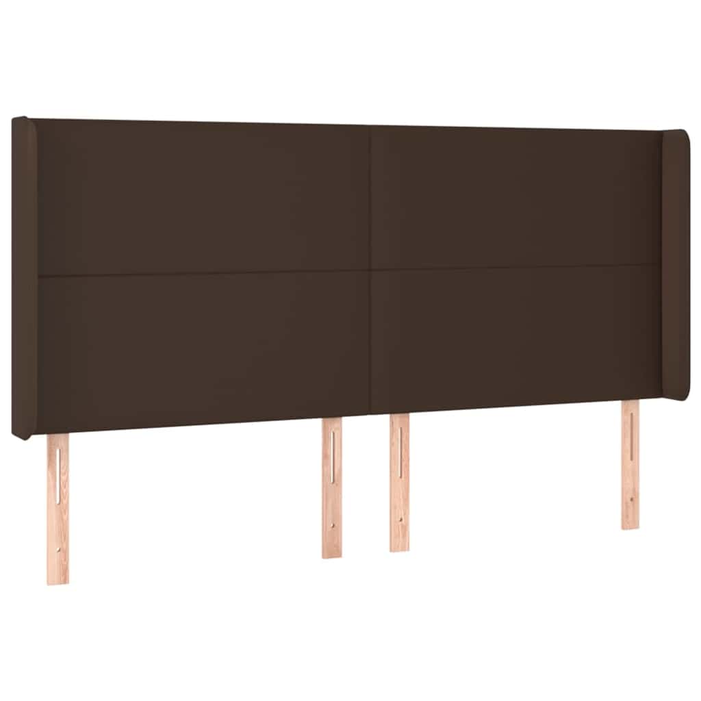 Κεφαλάρι με Πτερύγια Καφέ 183x16x118/128 εκ. Συνθετικό Δέρμα