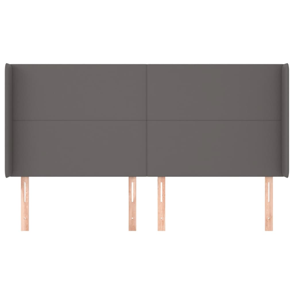 Κεφαλάρι με Πτερύγια Γκρι 183x16x118/128 εκ. Συνθετικό Δέρμα