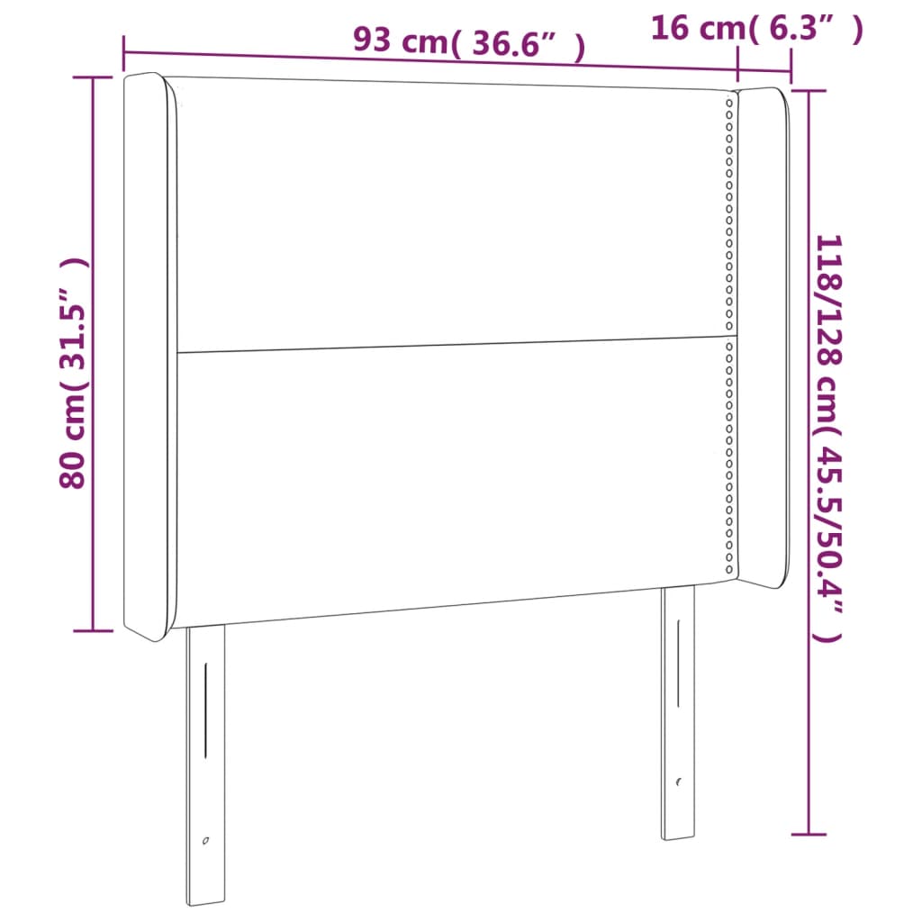 Κεφαλάρι με Πτερύγια Ανοιχτό Γκρι 93x16x118/128 εκ. Υφασμάτινο