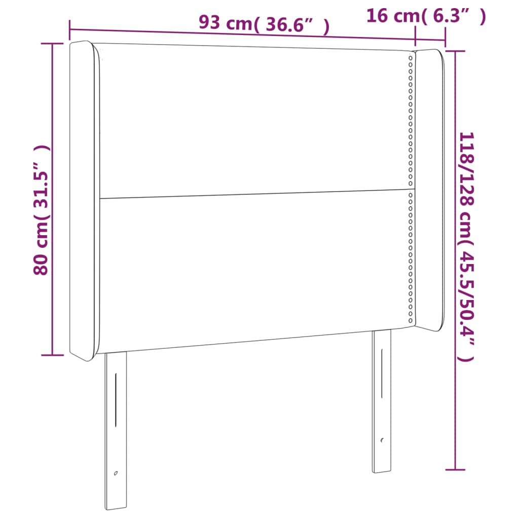 Κεφαλάρι με Πτερύγια Taupe 93x16x118/128 εκ. Υφασμάτινο