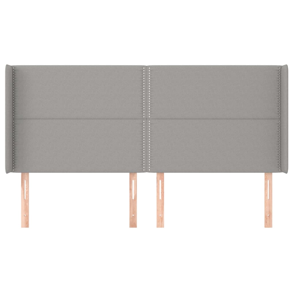 Κεφαλάρι με Πτερύγια Ανοιχτό Γκρι 163x16x118/128 εκ. Υφασμάτινο