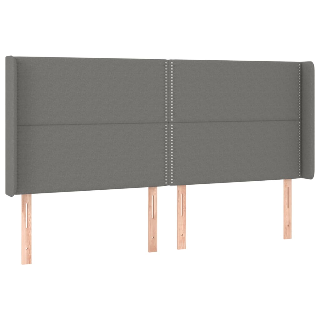Κεφαλάρι με Πτερύγια Σκούρο Γκρι 163x16x118/128 εκ. Υφασμάτινο