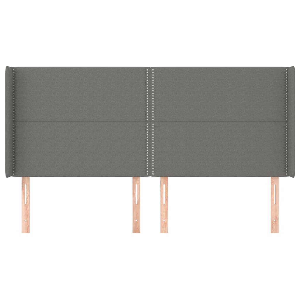 Κεφαλάρι με Πτερύγια Σκούρο Γκρι 163x16x118/128 εκ. Υφασμάτινο