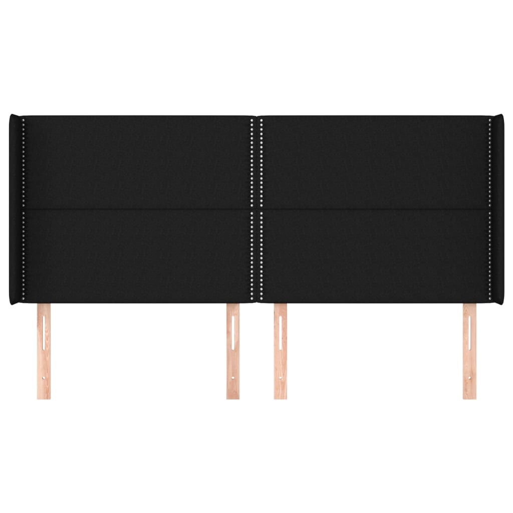 Κεφαλάρι με Πτερύγια Μαύρο 163x16x118/128 εκ. Υφασμάτινο
