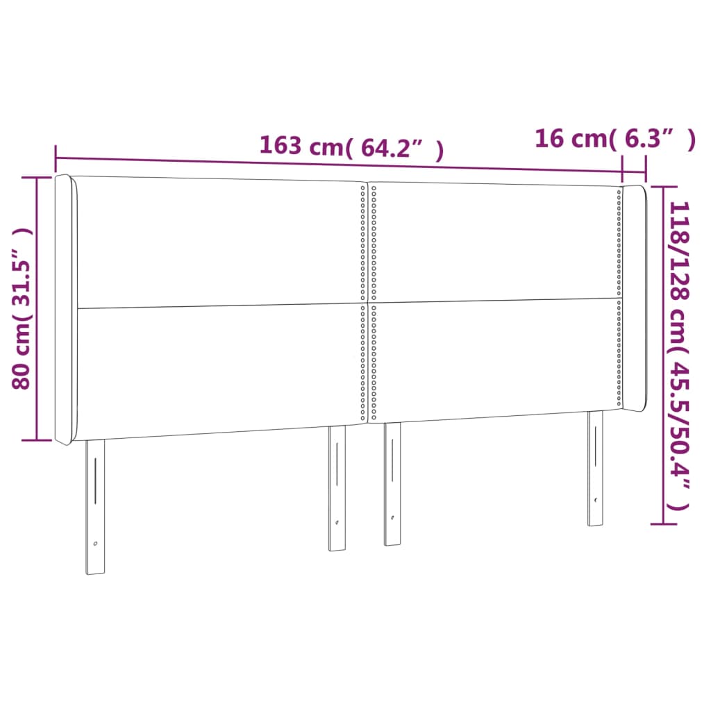 Κεφαλάρι με Πτερύγια Taupe 163x16x118/128 εκ. Υφασμάτινο