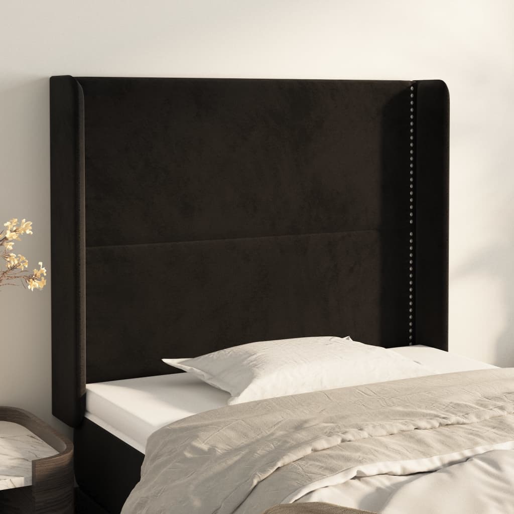 Κεφαλάρι με Πτερύγια Μαύρο 93x16x118/128 εκ. Βελούδινο