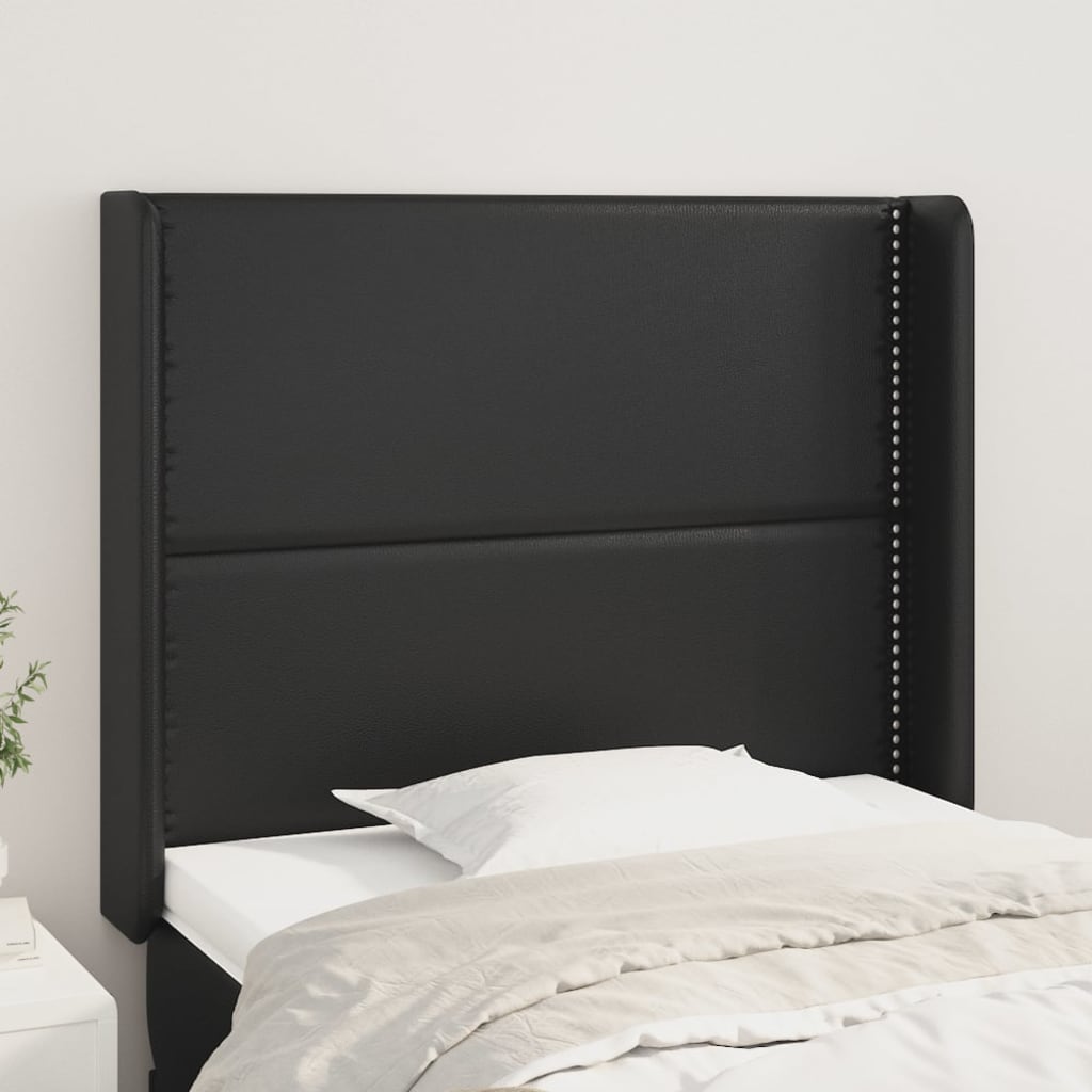 Κεφαλάρι με Πτερύγια Μαύρο 83x16x118/128 εκ. Συνθετικό Δέρμα - Pakobazaar