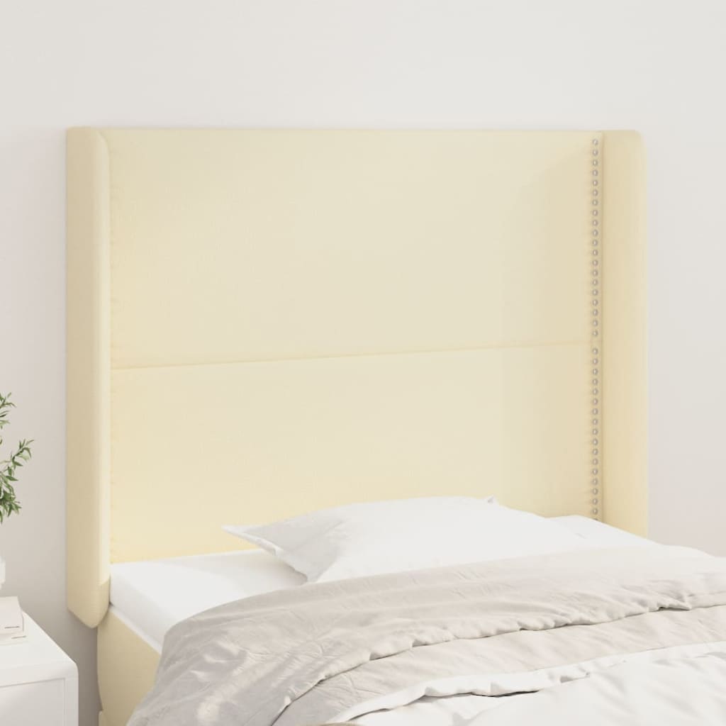 Κεφαλάρι με Πτερύγια Κρεμ 93x16x118/128 εκ. Συνθετικό Δέρμα - Pakobazaar