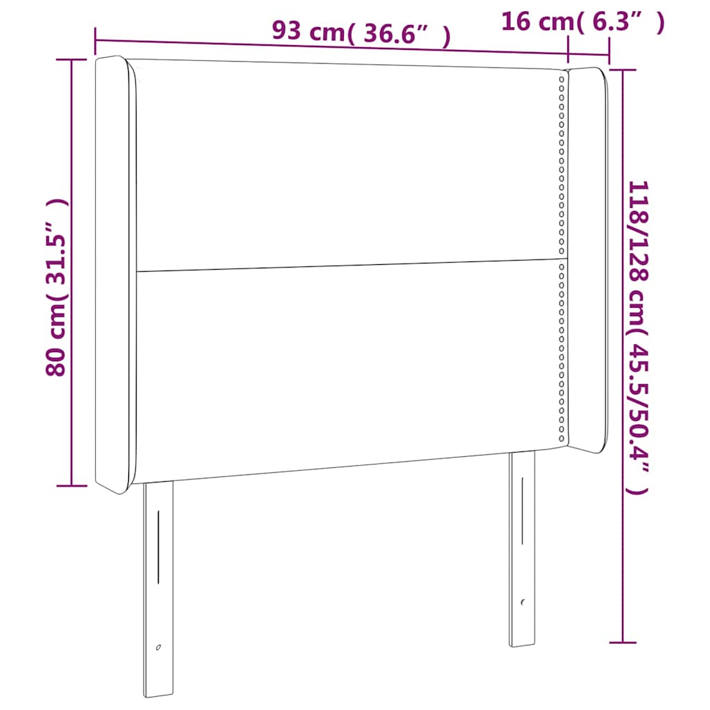 Κεφαλάρι με Πτερύγια Καπουτσίνο 93x16x118/128 εκ. Συνθ. Δέρμα