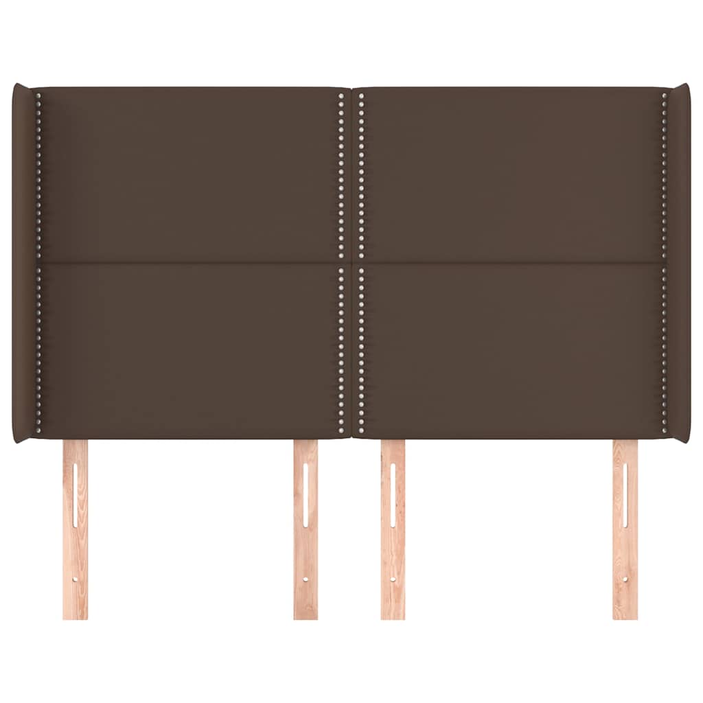 Κεφαλάρι με Πτερύγια Καφέ 147x16x118/128 εκ. Συνθετικό Δέρμα