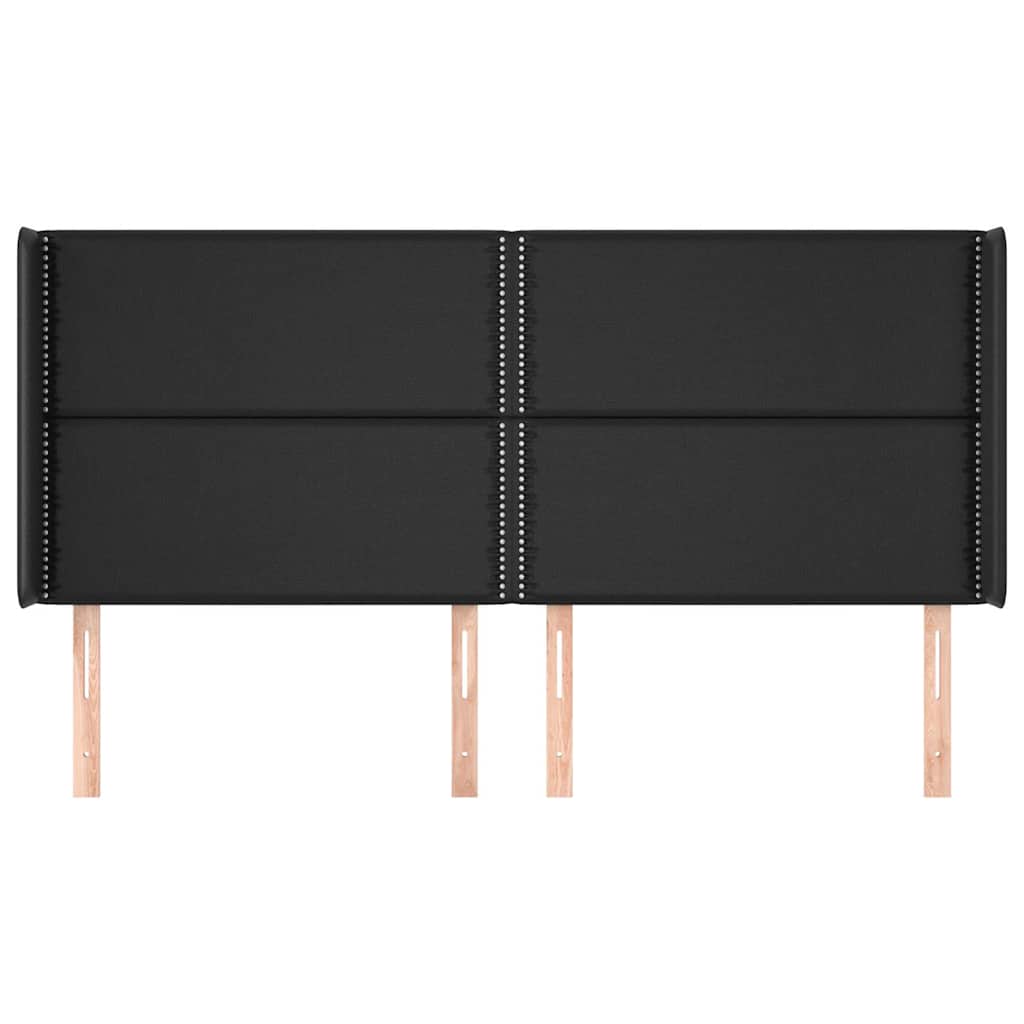 Κεφαλάρι με Πτερύγια Μαύρο 163x16x118/128 εκ.Συνθετικό Δέρμα