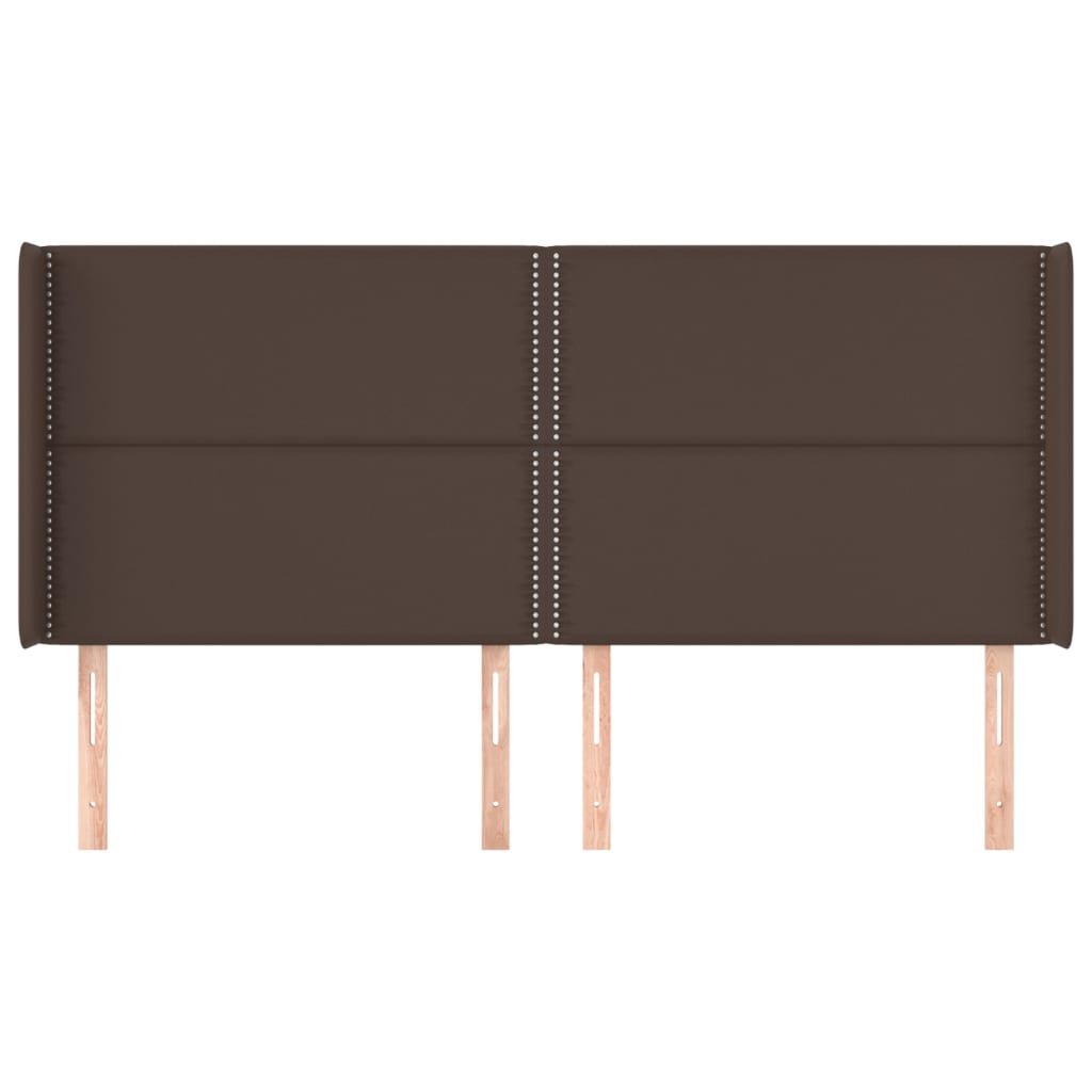 Κεφαλάρι με Πτερύγια Καφέ 163x16x118/128 εκ. Συνθετικό Δέρμα
