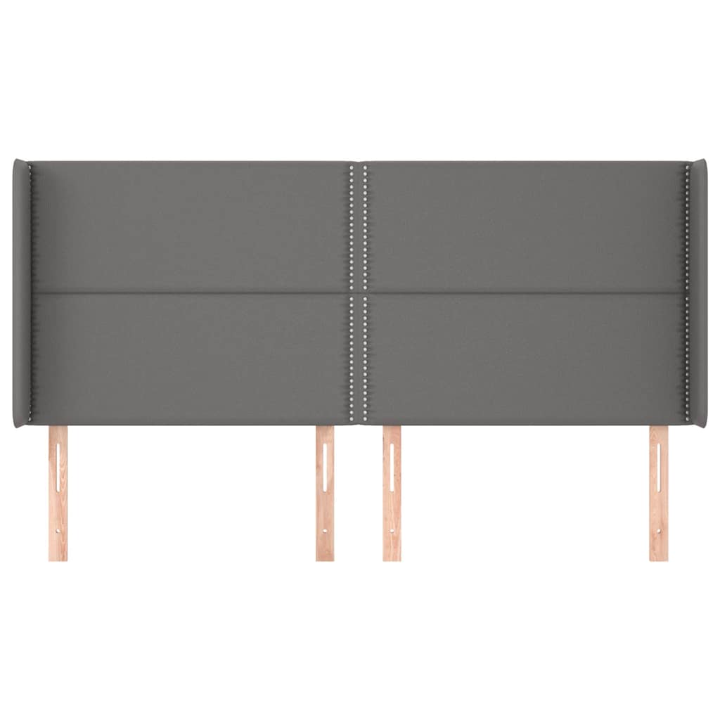 Κεφαλάρι με Πτερύγια Γκρι 163x16x118/128 εκ. Συνθετικό Δέρμα - Pakobazaar