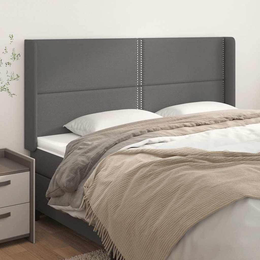 Κεφαλάρι με Πτερύγια Γκρι 163x16x118/128 εκ. Συνθετικό Δέρμα - Pakobazaar
