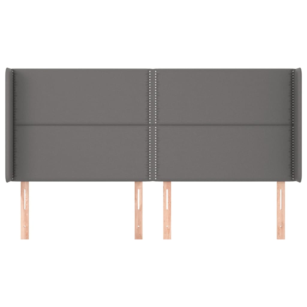 Κεφαλάρι με Πτερύγια Γκρι 183x16x118/128 εκ. Συνθετικό Δέρμα